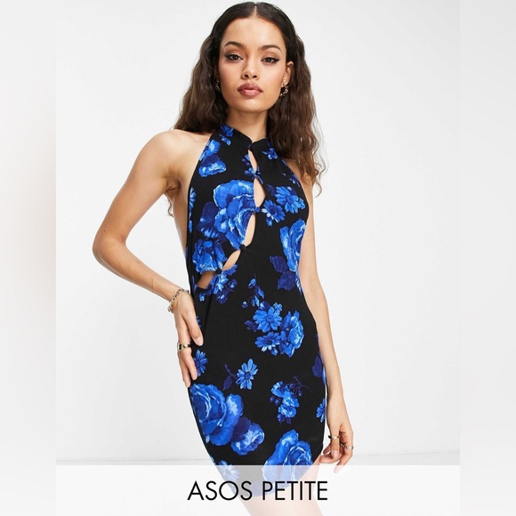 ASOS DESIGN Petite button through mandarin collar mini dress - Picture 2 of 11